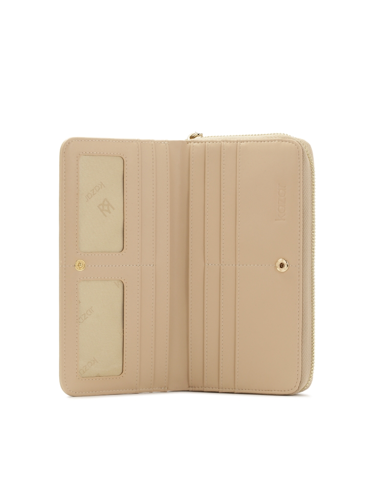 Beżowy minimalistyczny portfel skórzany ROLETTE