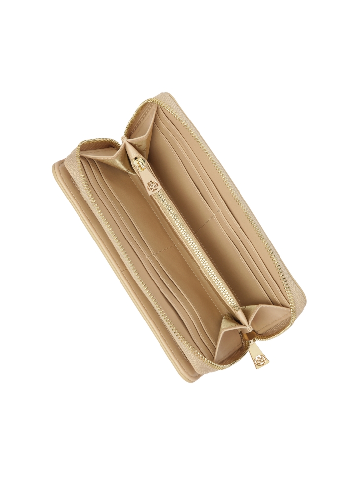 Beżowy minimalistyczny portfel skórzany ROLETTE