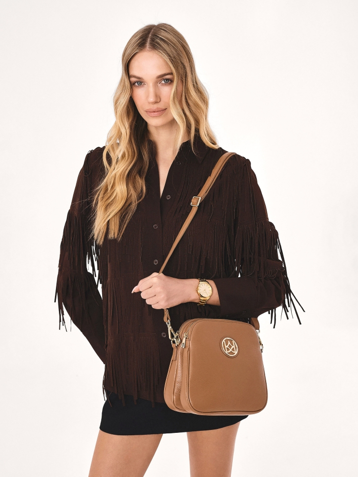 Skórzana listonoszka na długim pasku  POLINE