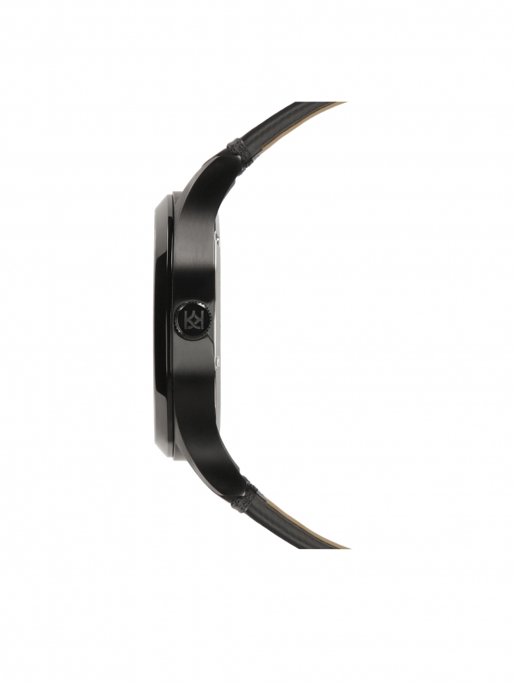 Czarny zegarek na skórzanym pasku DAILY LOOK 