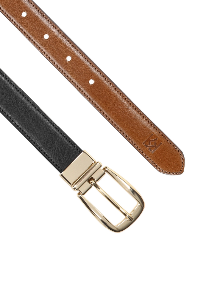 Brązowo-czarny pasek dwustronny damski MILL