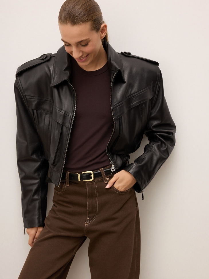 Dwustronny pasek damski ze skóry ze złotymi detalami MILL