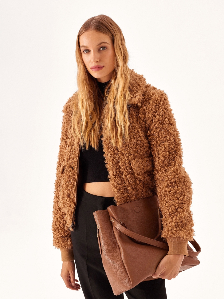 Duża brązowa torebka z oryginalnymi uchwytami  ALEXANDRIA