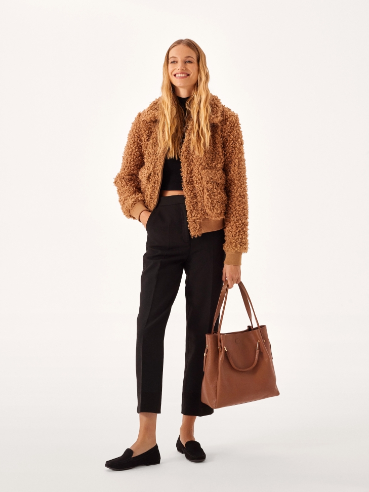 Duża brązowa torebka z oryginalnymi uchwytami  ALEXANDRIA