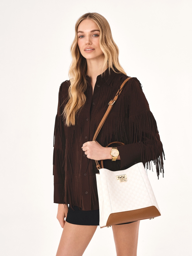 Dwukolorowa torebka zdobiona printem LAURIE