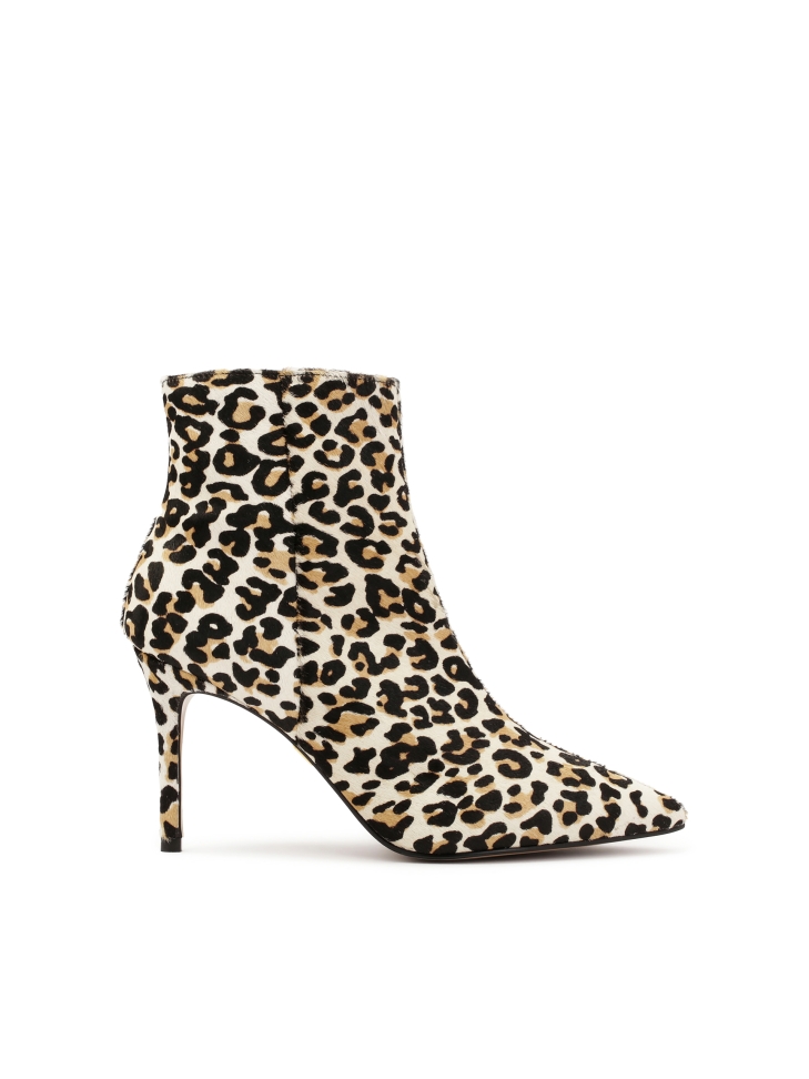 Botki w cętki ze skóry z naturalnym włosiem JACKIE