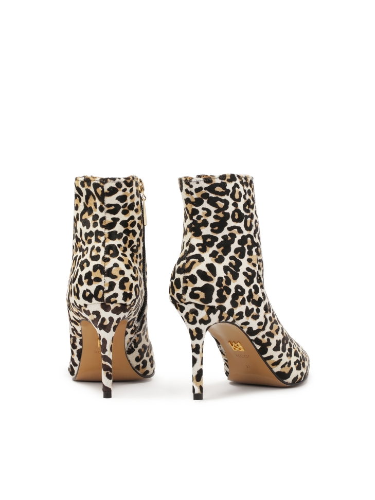 Botki w cętki ze skóry z naturalnym włosiem JACKIE