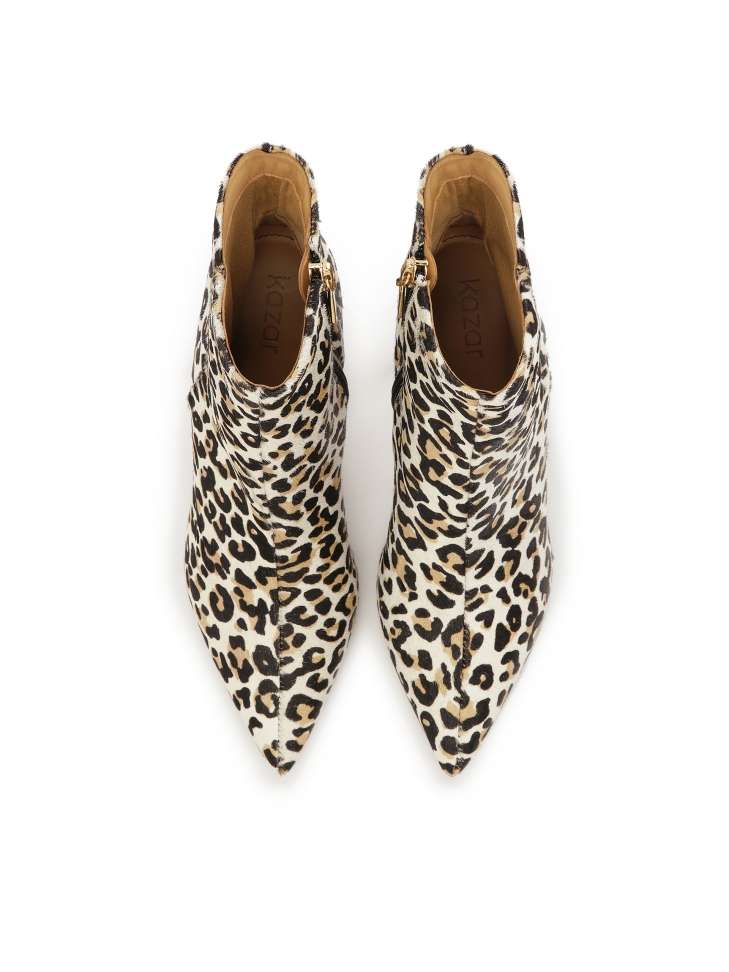 Botki w cętki ze skóry z naturalnym włosiem JACKIE