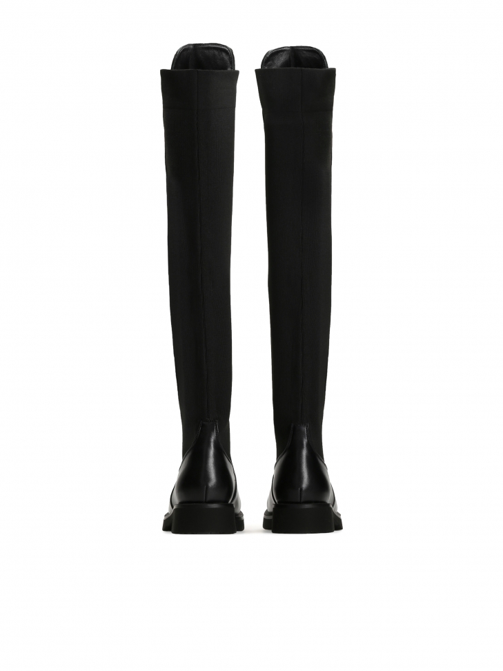 Czarne muszkieterki z łączonych materiałów  GENA