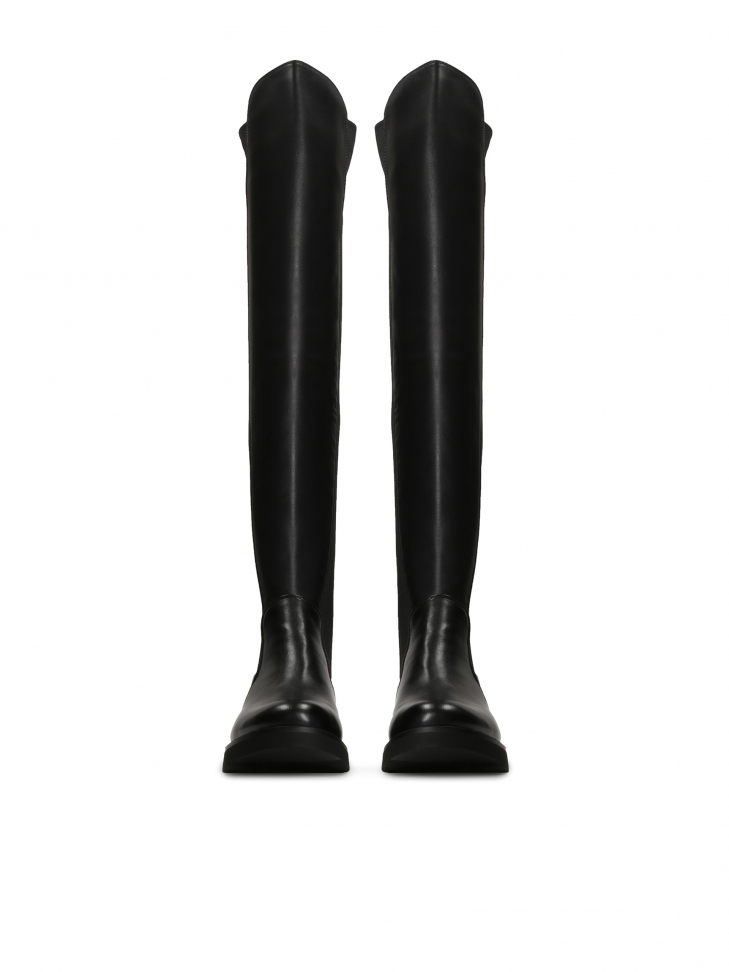 Czarne muszkieterki z łączonych materiałów  GENA