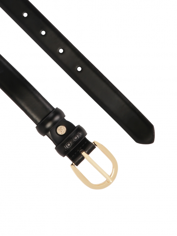 Czarny skórzany pasek z zaokrągloną klamrą KEYA