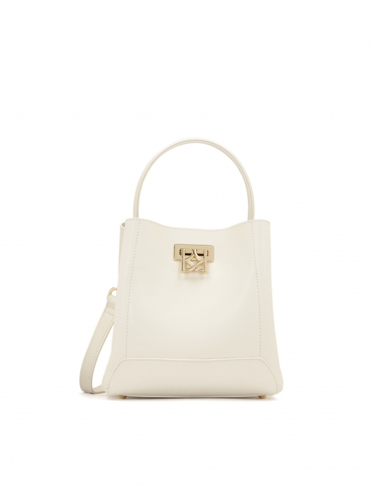 Kremowa skórzana torebka do ręki i na ramię LAURIE S