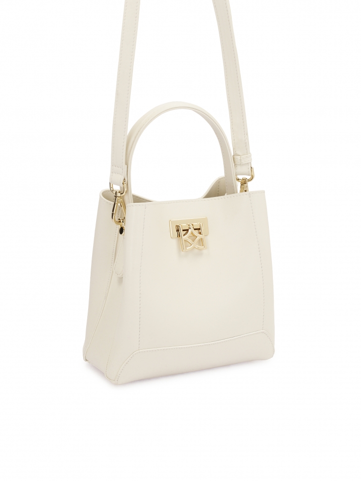 Kremowa skórzana torebka do ręki i na ramię LAURIE S