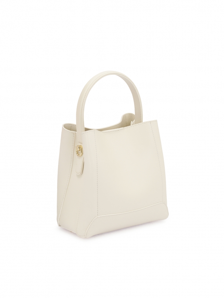 Kremowa skórzana torebka do ręki i na ramię LAURIE S