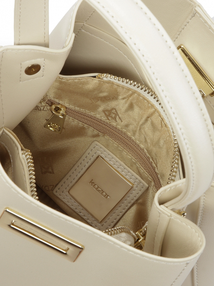 Kremowa skórzana torebka do ręki i na ramię LAURIE S