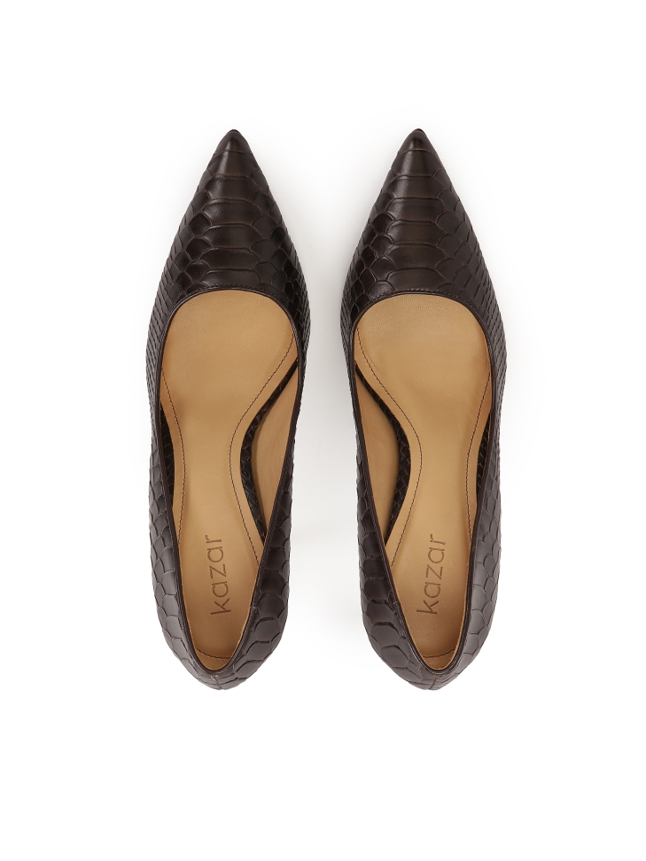 Brązowe czółenka w egzotyczny motyw NEW LUCIANA