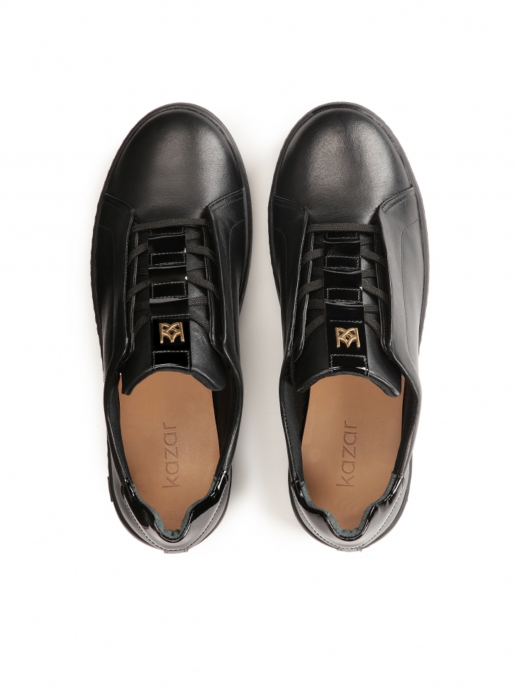 Czarne komfortowe sneakersy damskie z licowej skóry MALIA