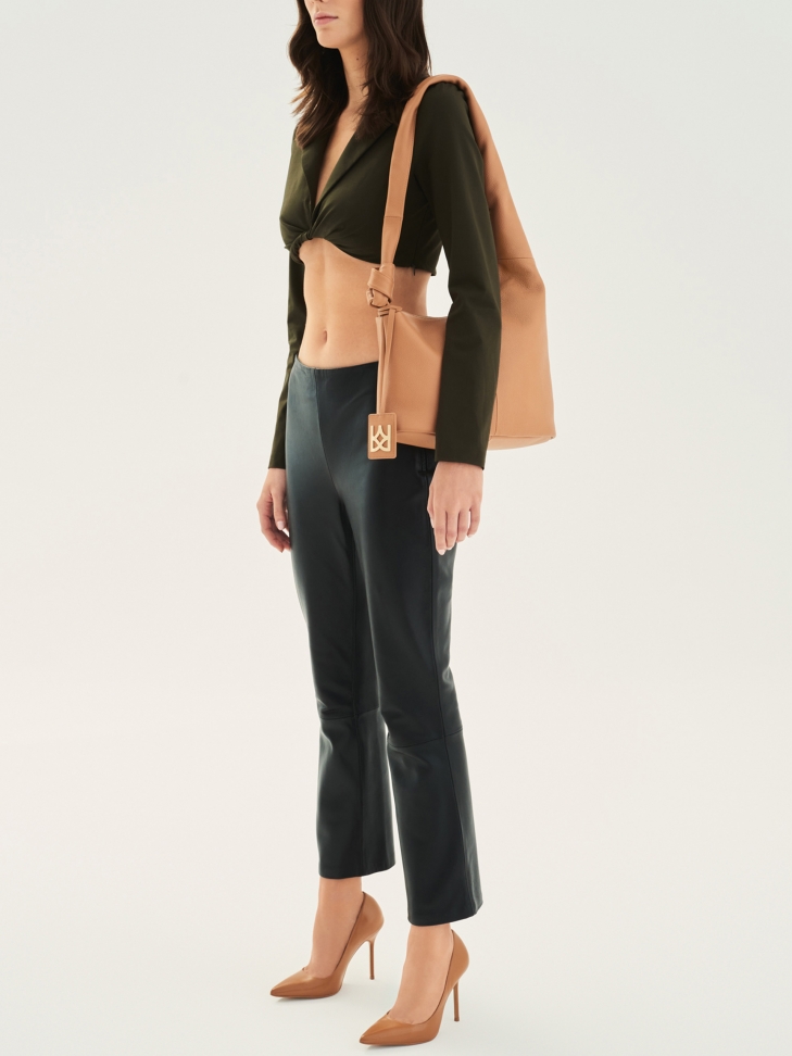 Jasnobrązowe skórzane czółenka na smukłym obcasie NEW BIANCA