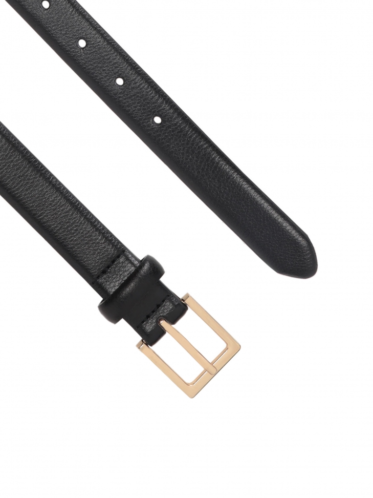 Klasyczny czarny pasek damski ze skóry licowej PERKINS