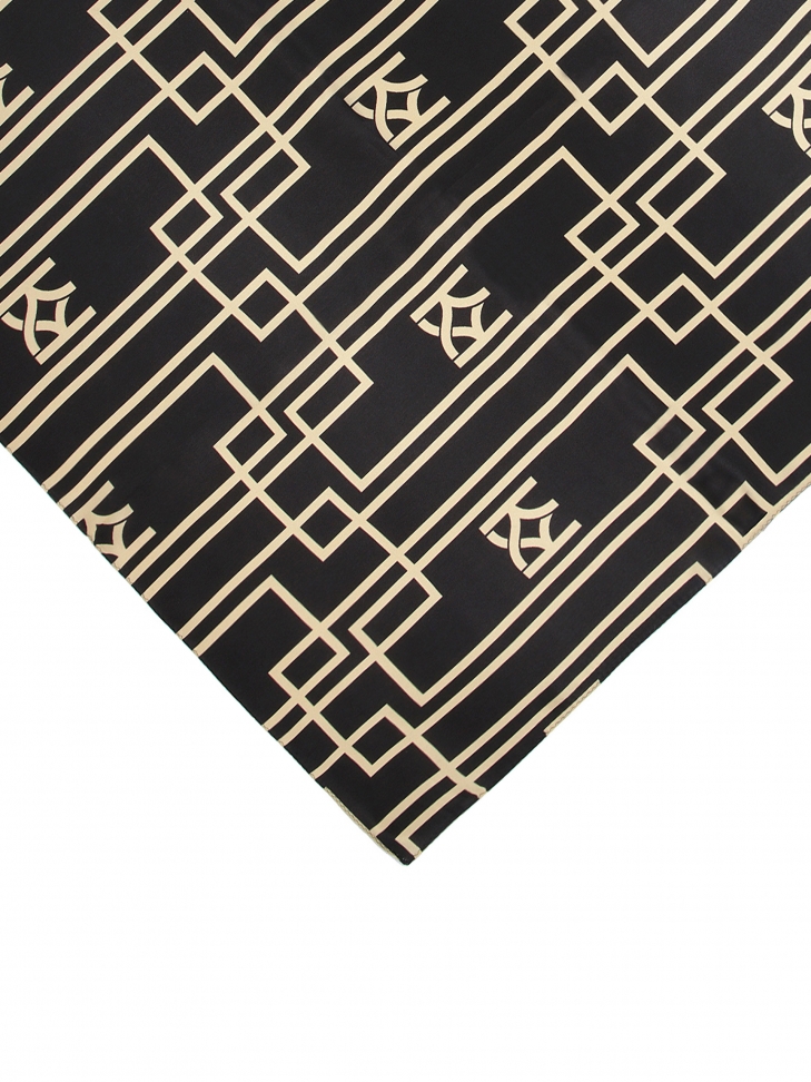 Czarna jedwabna apaszka w złoty wzór JILIAN