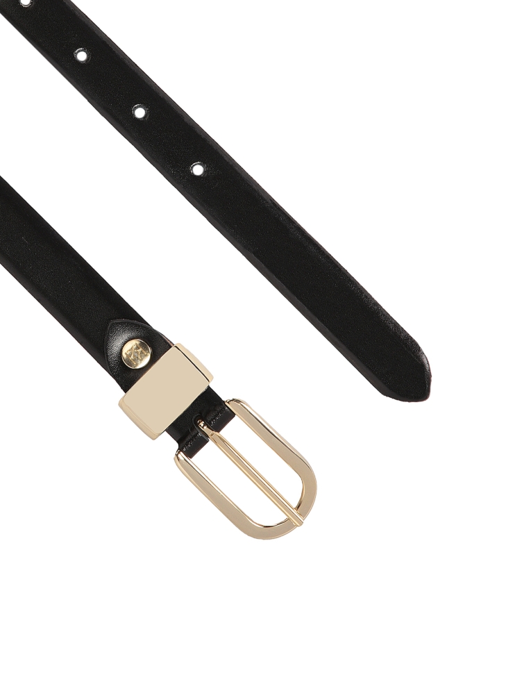 Czarny skórzany pasek ze złotymi metalami NOBLE