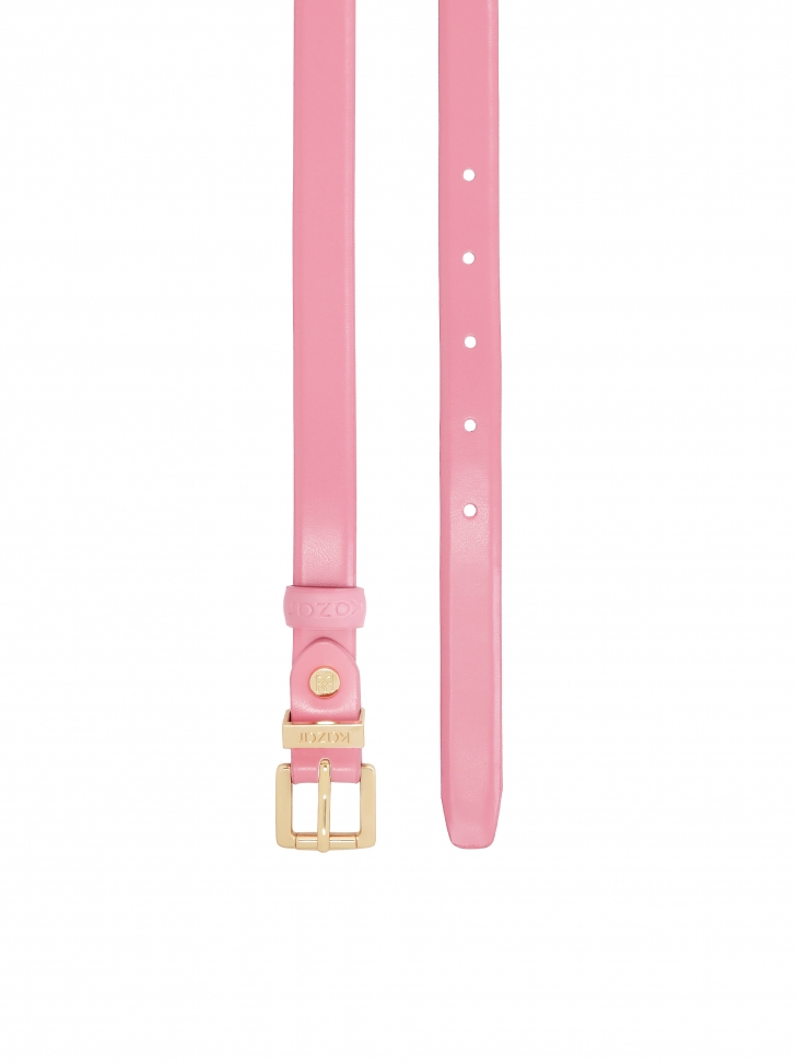 Wąski różowy pasek do sukienki ze złotą klamrą  SHERRY