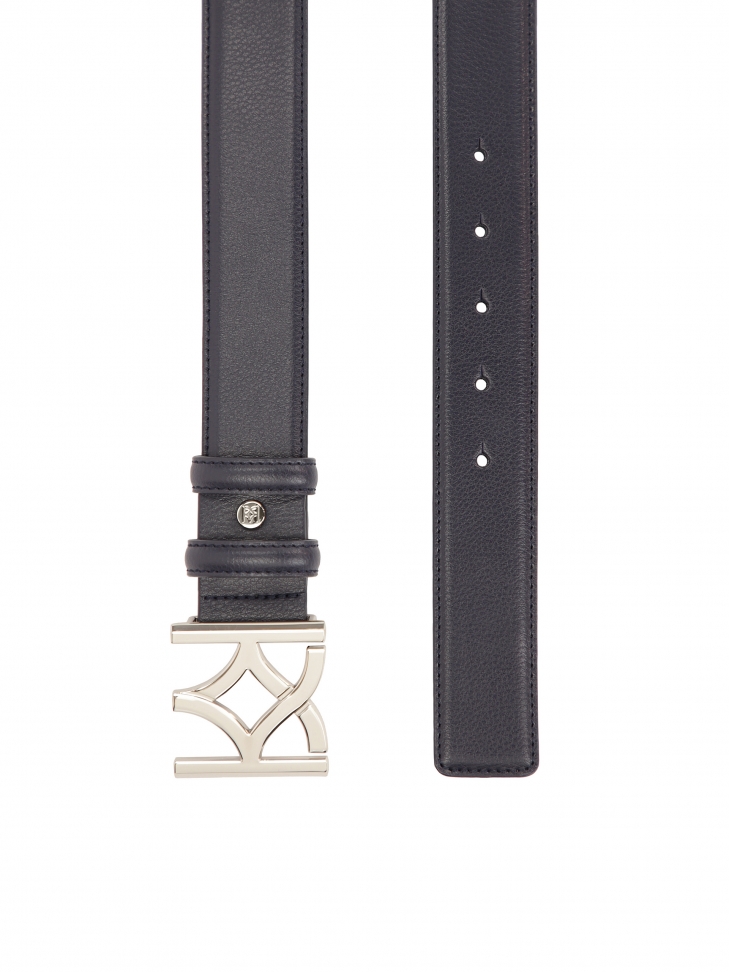 Granatowy pasek z ozdobną klamrą MANUELA