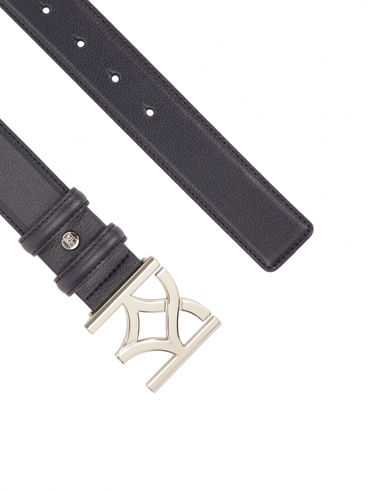 Granatowy pasek z ozdobną klamrą MANUELA