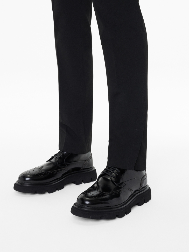 Czarne skórzane półbuty Brogsy GRAYDEN