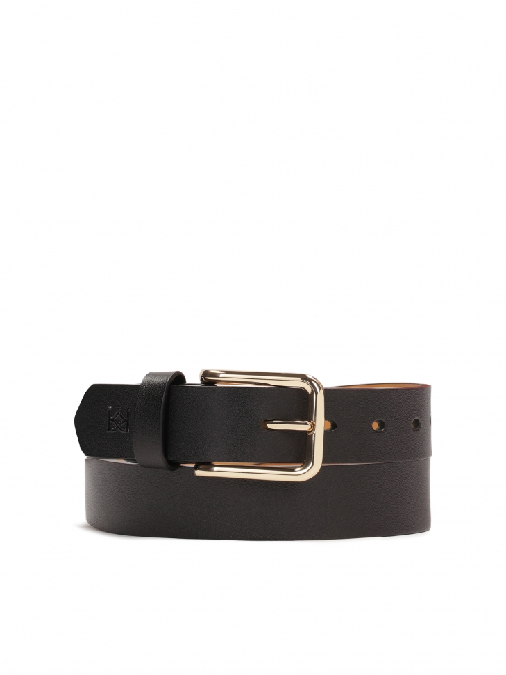 Uniwersalny czarny pasek ze złotą klamrą  COSTILLA