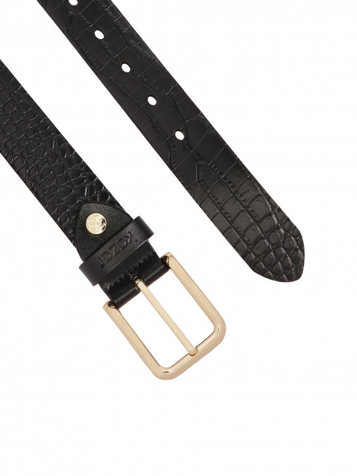 Czarny pasek w tłoczony wzór kroko COSTILLA