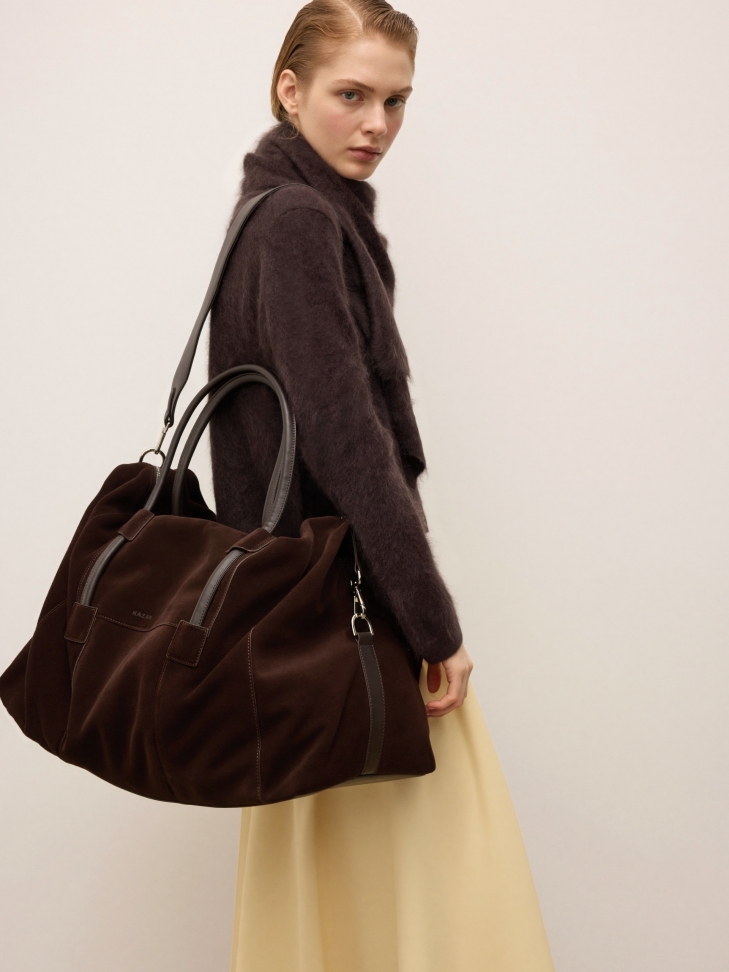 Brązowa torba podróżna z zamszu KS CANE