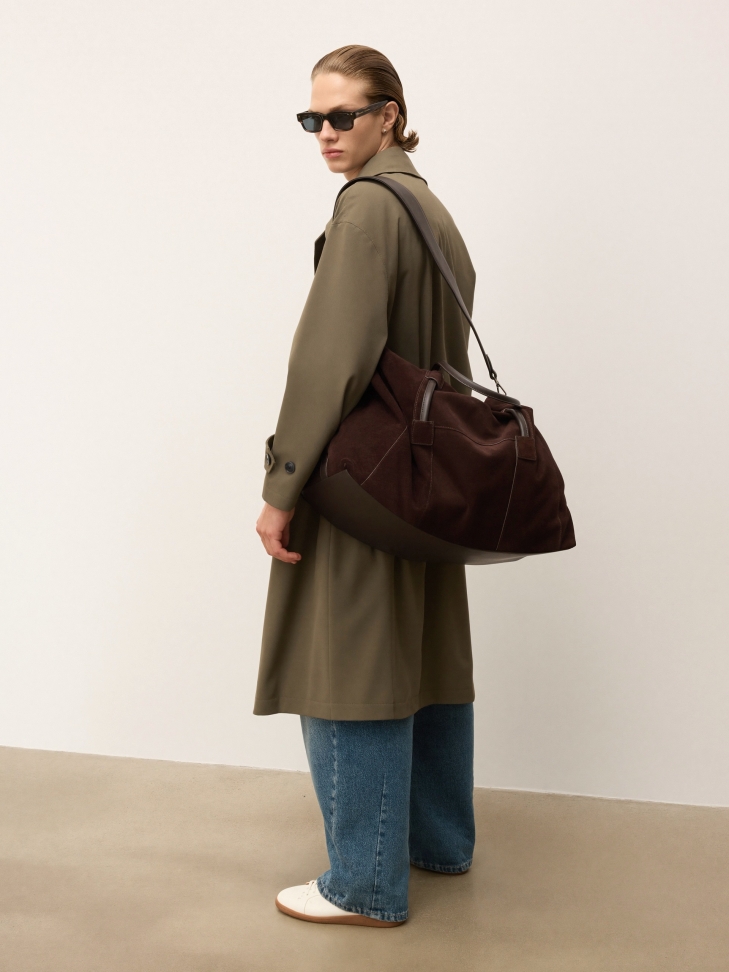 Brązowa torba podróżna z zamszu KS CANE