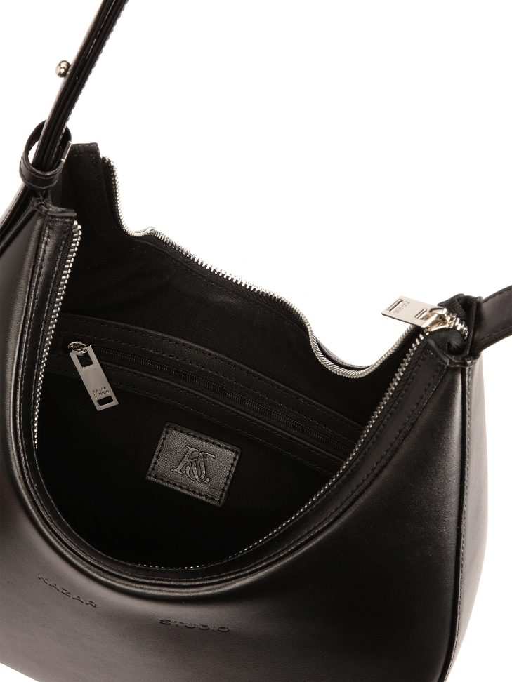 Czarna skórzana torebka na ramię z regulowanym uchwytem KS LARA