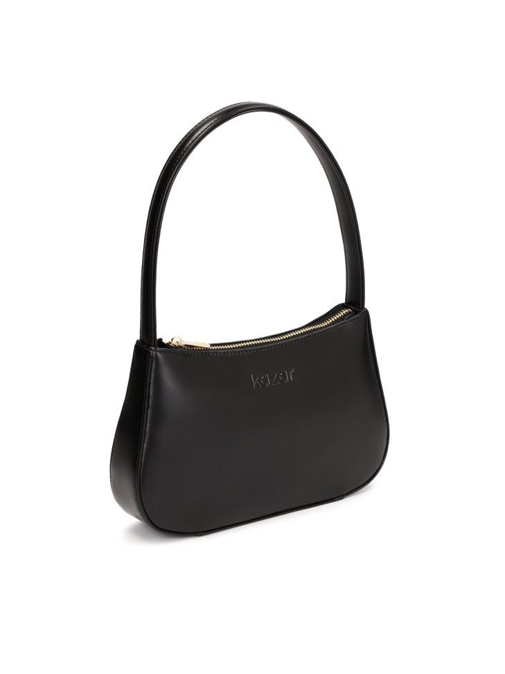 Mała czarna torebka na ramię z licowej skóry TILDA MINI