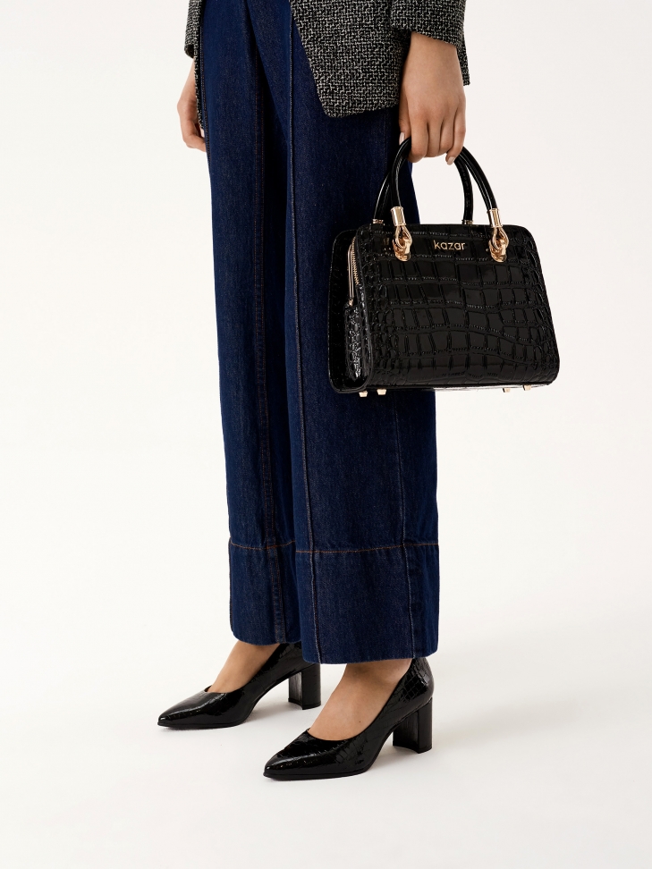 Czółenka z tłoczonej skóry lakierowanej DESTINY