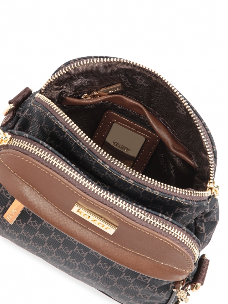 Brązowa miejska torebka z wzorzystej tkaniny NETTI