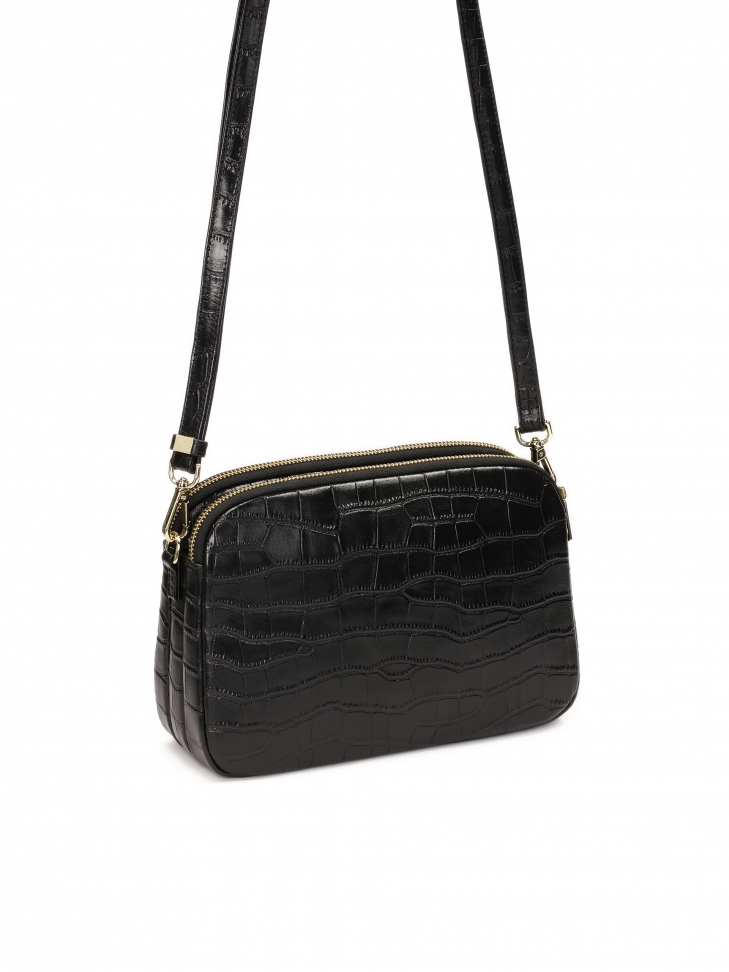Klasyczna czarna torebka ze skóry croco NEW RITA