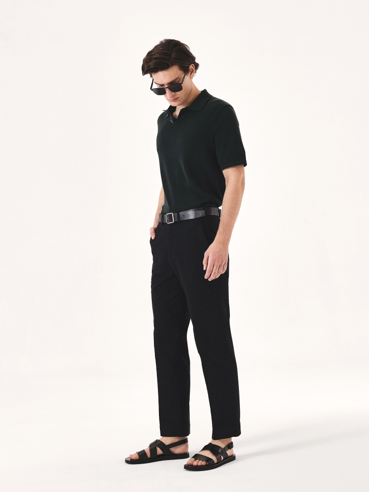 Skórzane czarne sandały z klamerką JOSE