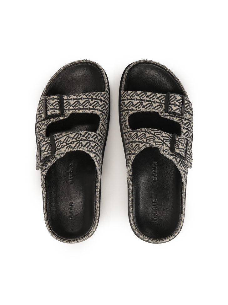 Klapki z tkaniny w logowany wzór KS JEFFERSON