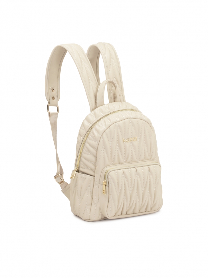 Pikowany plecak z jasnej skóry MOXIE