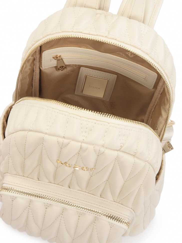 Pikowany plecak z jasnej skóry MOXIE