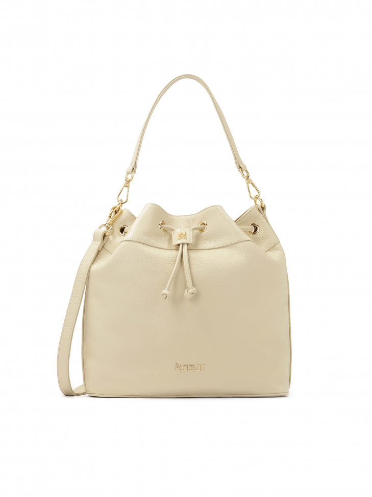 Kremowa torebka worek z dwoma paskami SALI