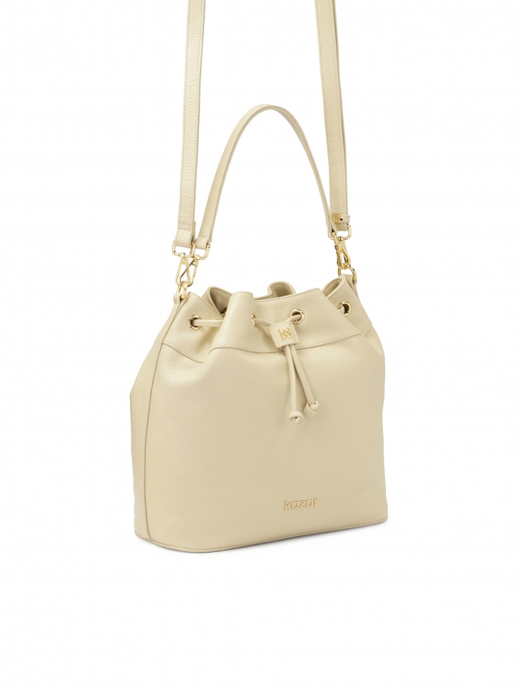 Kremowa torebka worek z dwoma paskami SALI