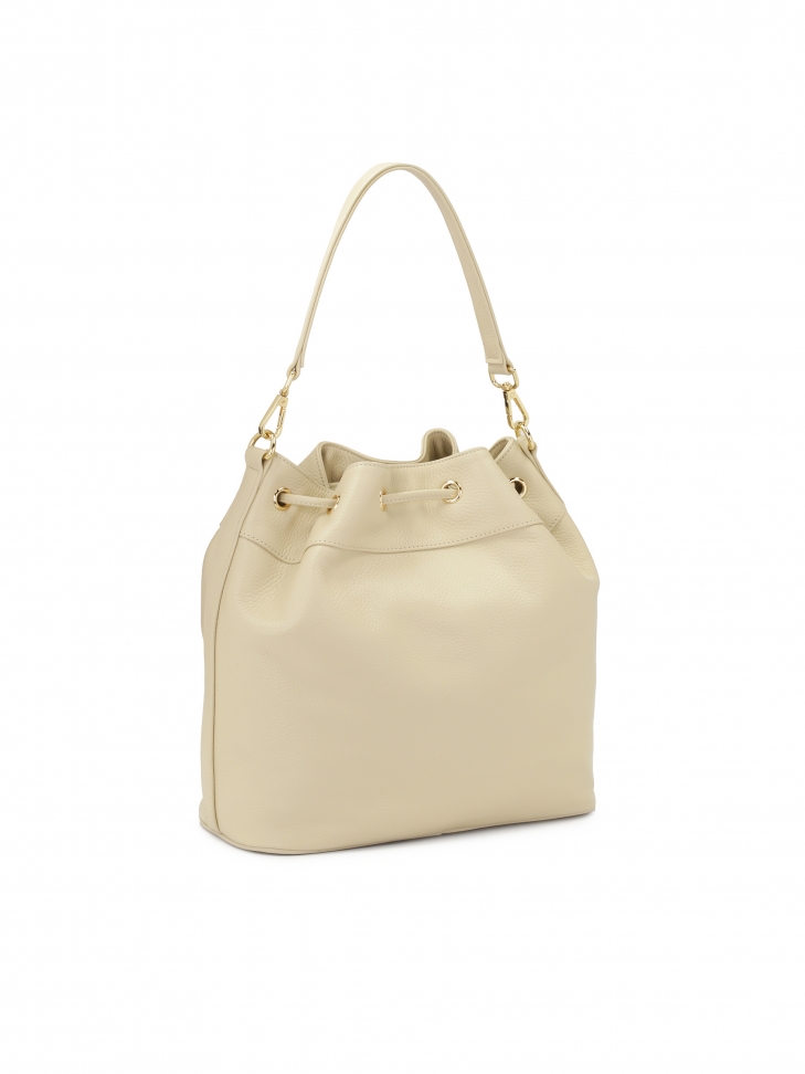 Kremowa torebka worek z dwoma paskami SALI