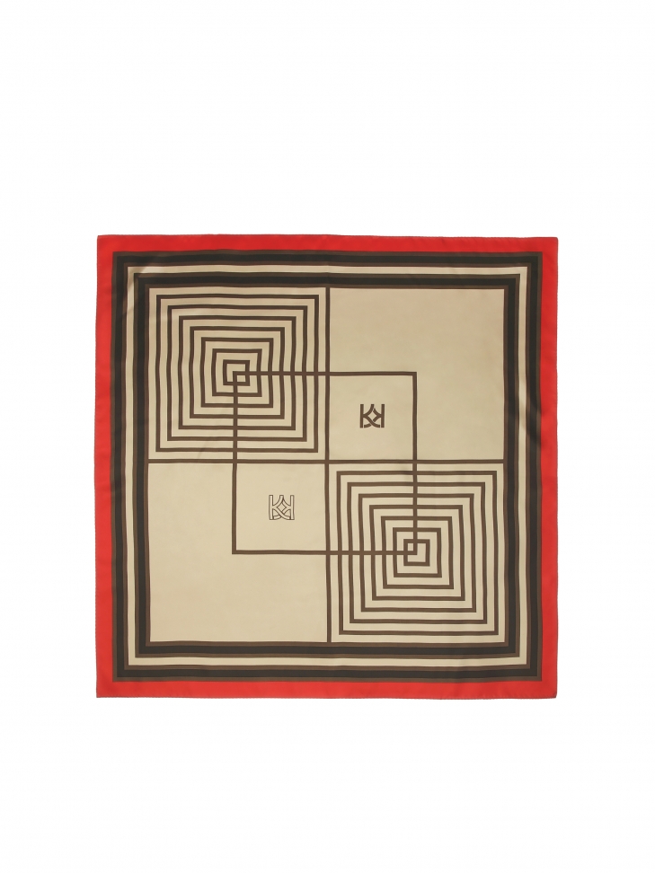 Beżowo-brązowa apaszka z jedwabiu NOME