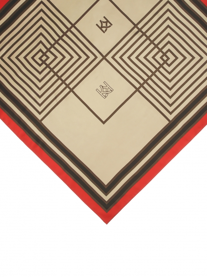 Beżowo-brązowa apaszka z jedwabiu NOME