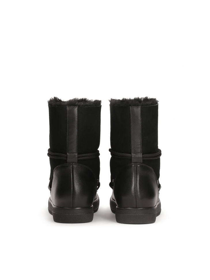 Czarne śniegowce z cholewką z zamszu HALLE