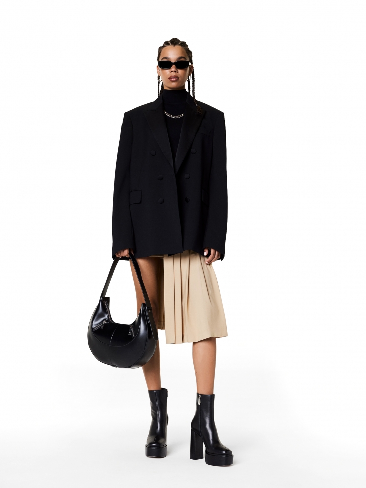 Skórzane czarne botki na platformie i słupkowym obcasie AUBREY