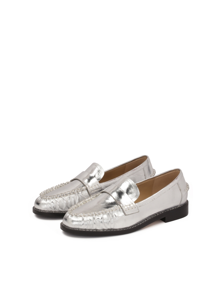 Srebrne półbuty w stylu loafersów  CAHOKIA